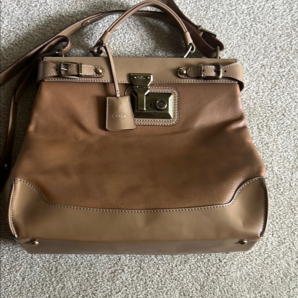 Tod's Brown and Tan Leather Shoulder Bag